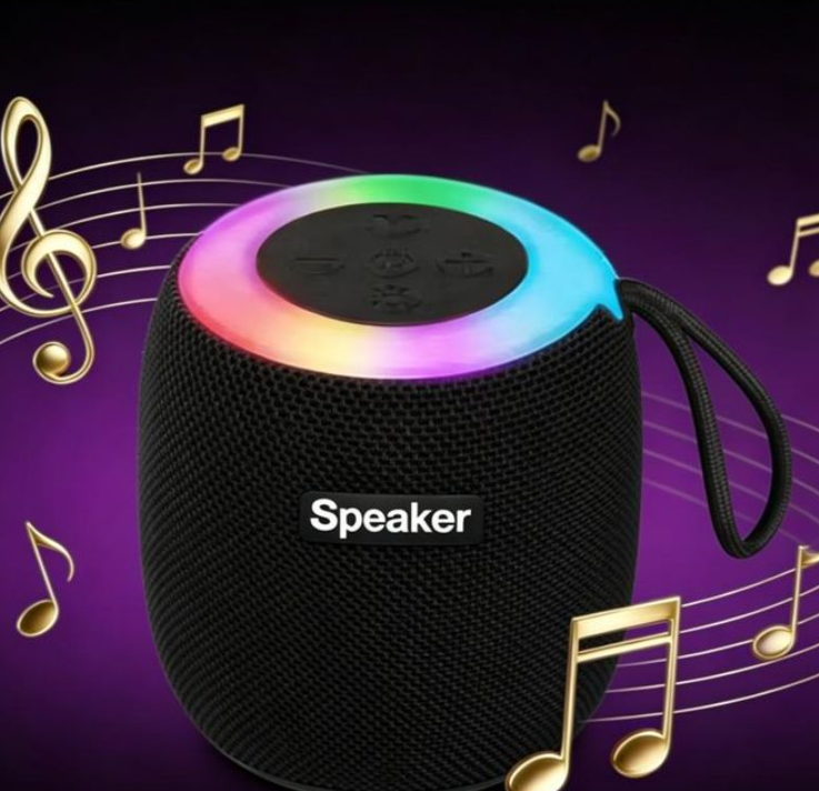 TOUPHY Portable Bluetooth Speakers, Wireless Speaker with Colorful LED Lights, Waterproof & Compact Design – Perfect for Outdoor, Travel & Home Use-Black