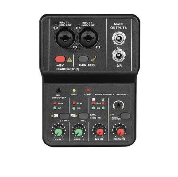 Professional Recording Sound Card 16bit/48kHz 2-In & 2-Out