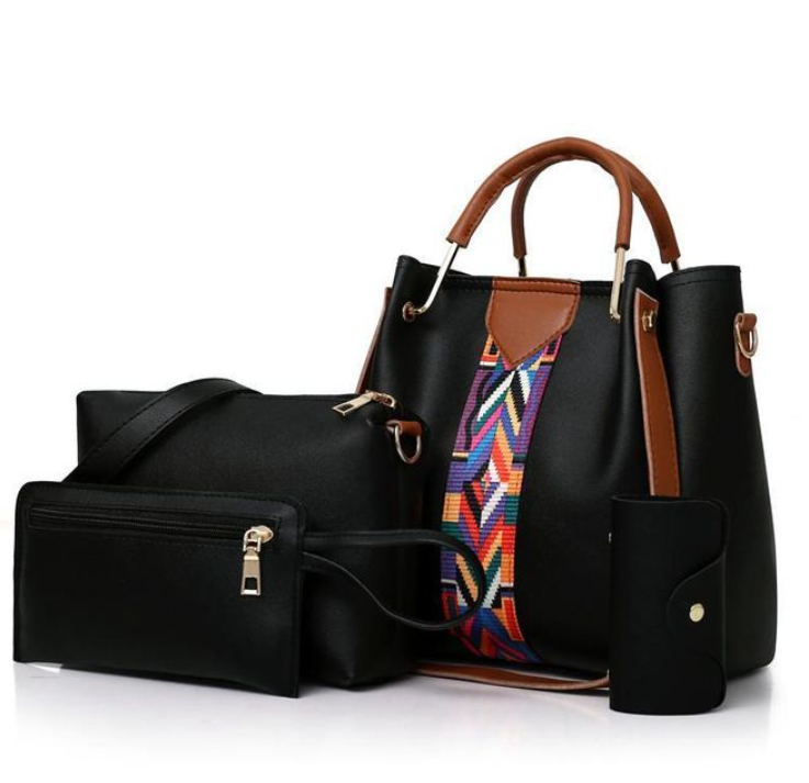 4 In 1 Women Bags Ladies Bags Handbags-BLACK